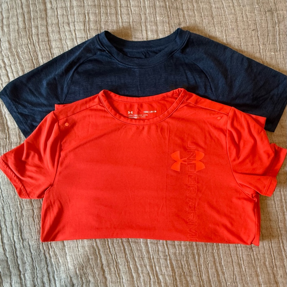 Under Armour Kids' Orange and Navy Short Sleeve Tees